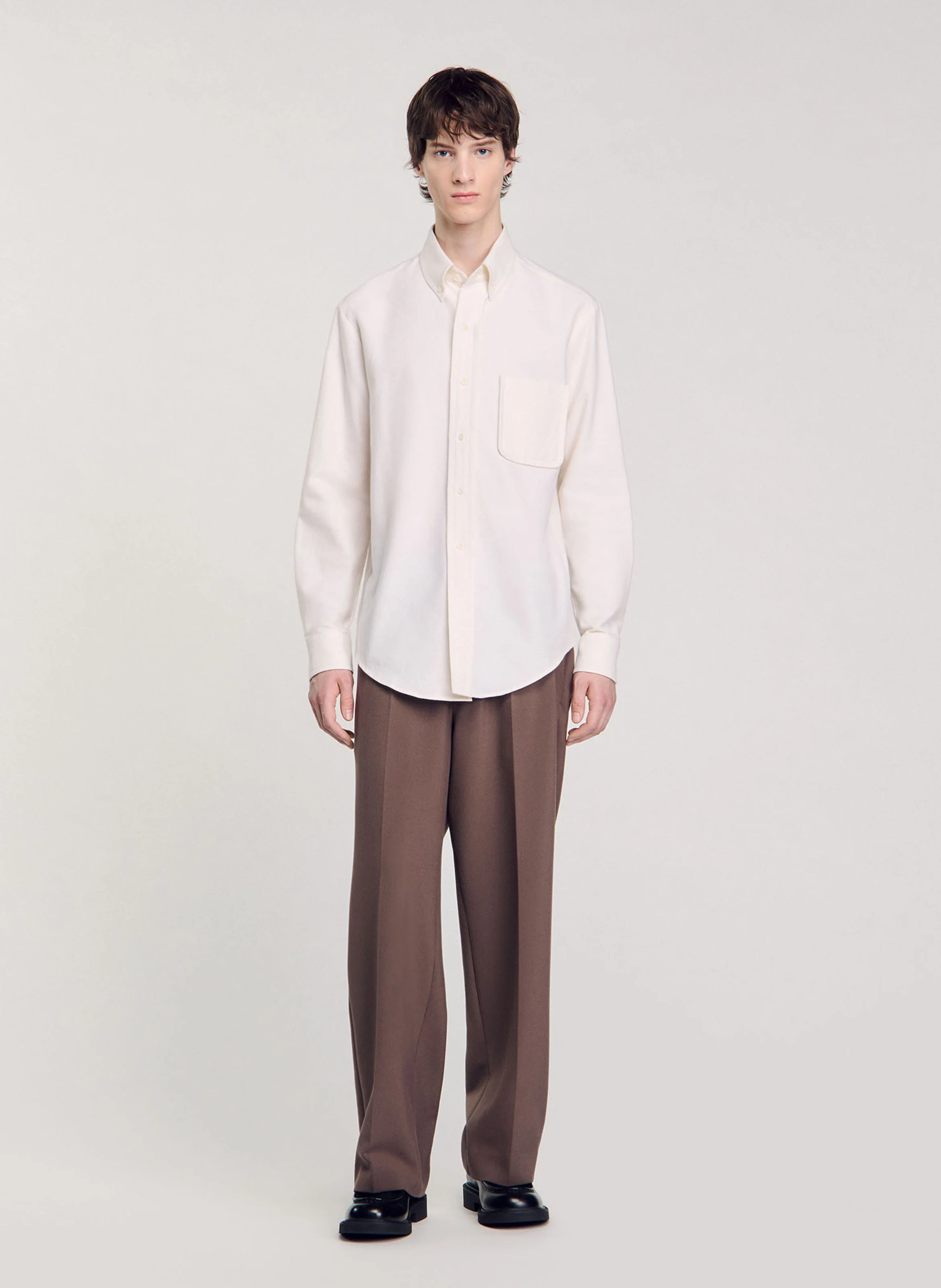 Chemise en oxford flannel en coton| Blanc