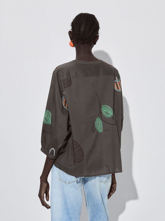 Camisa bordada - Multicolorida