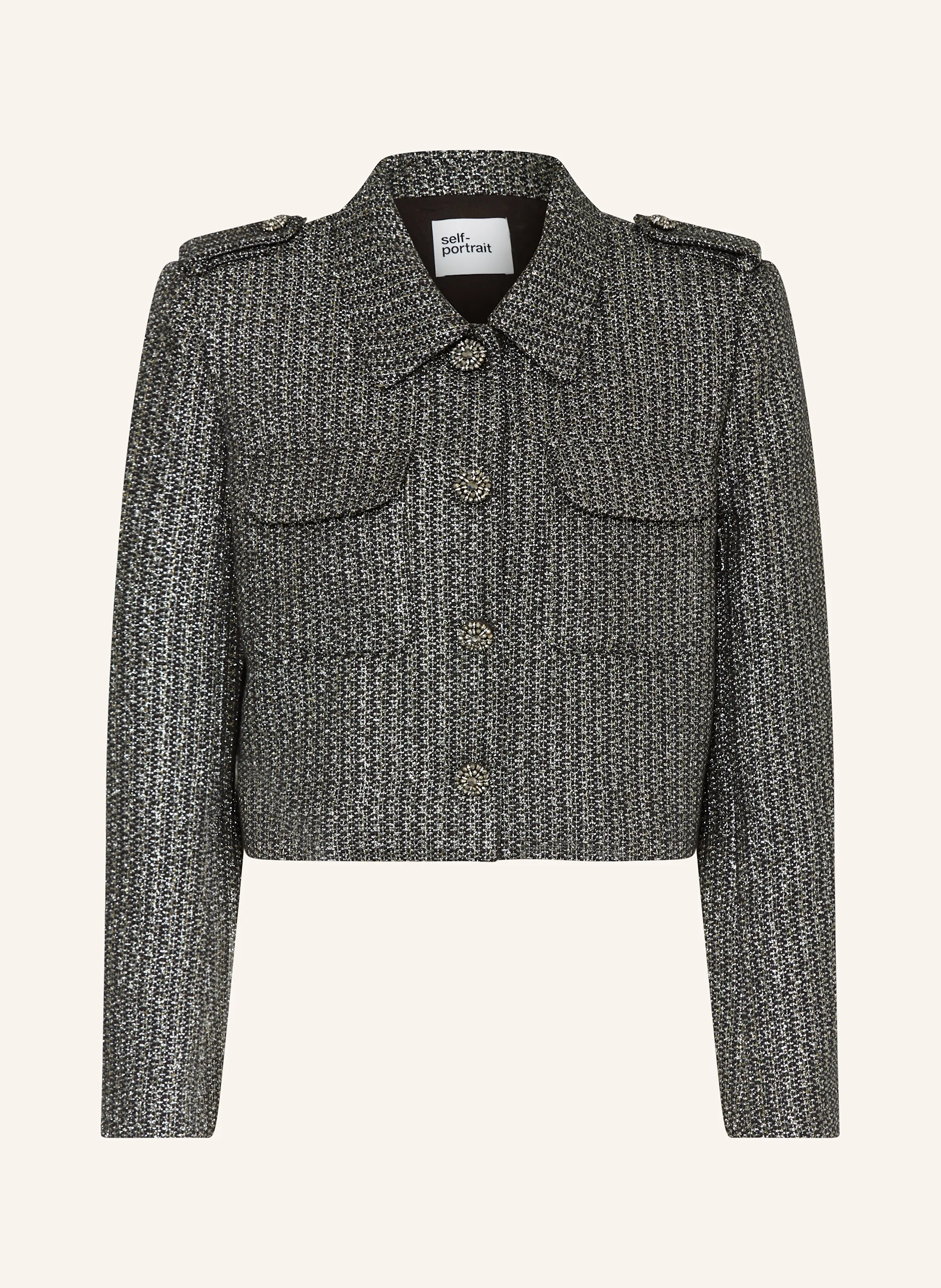 self-portrait Bouclé-Jacke mit Glitzergarn
