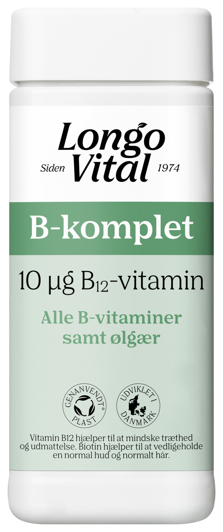 Longo Vital B-Vitamin -  B-komplet, alle B-vitaminer + Ølgær 180 stk