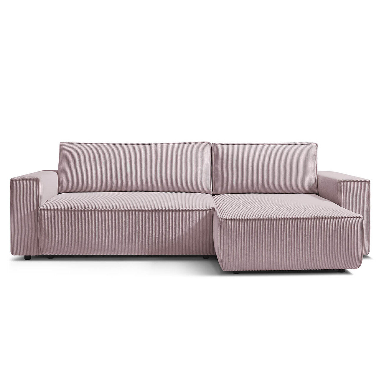 Bobochic Canapé d'angle convertible reversible Nihad en velours côtelé violet - 282x153 cm