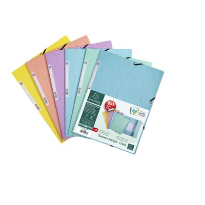 Exacompta Aquarel - 6 Chemises à rabats - A4 - couleurs assorties