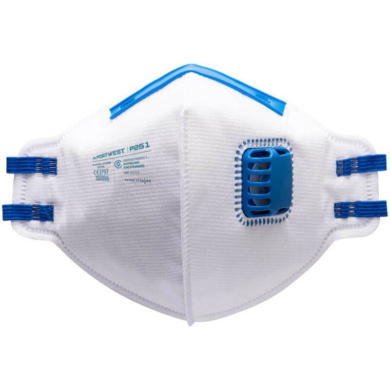 Portwest Masque pliable FFP2 avec valve, blanc - Lot de 20