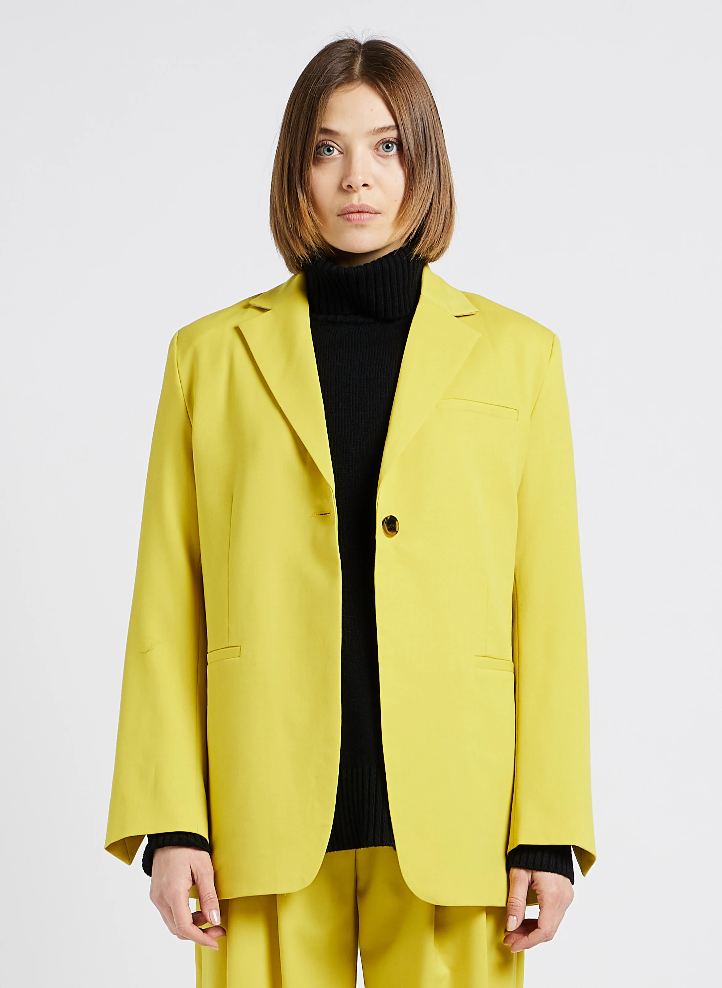 MARA - Blazer droit col tailleur | Jaune