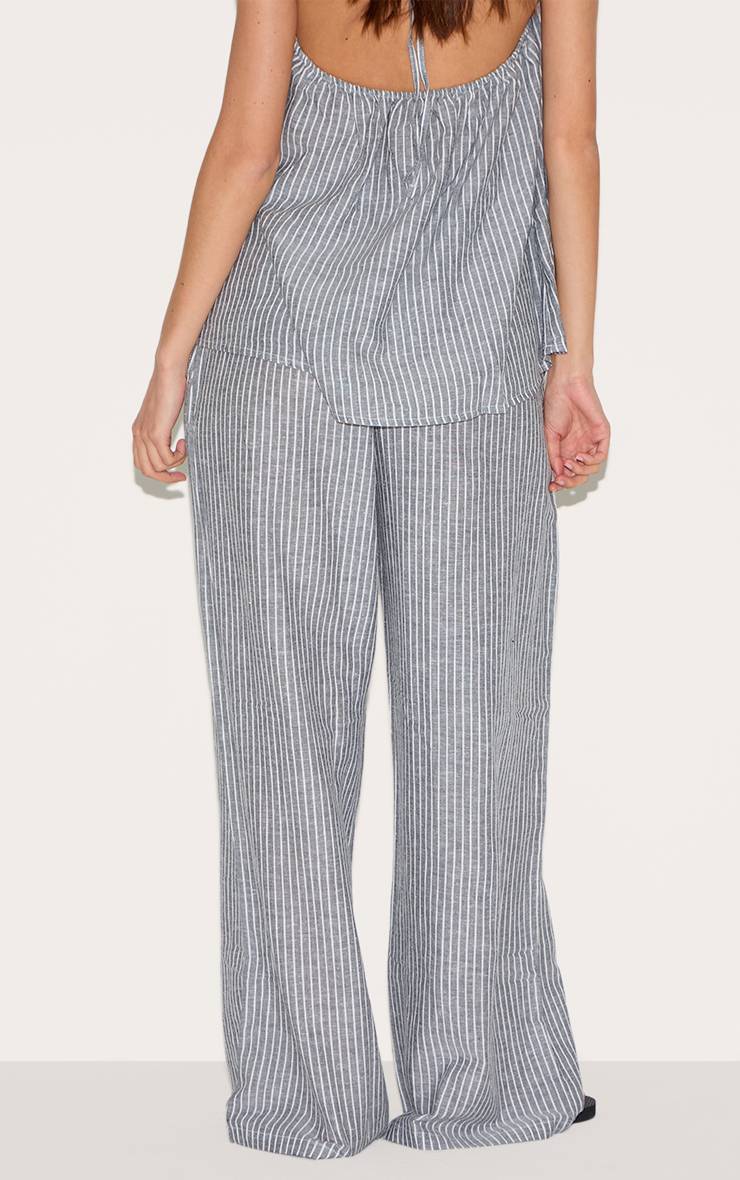 Gris Pantalon Ample À Rayures