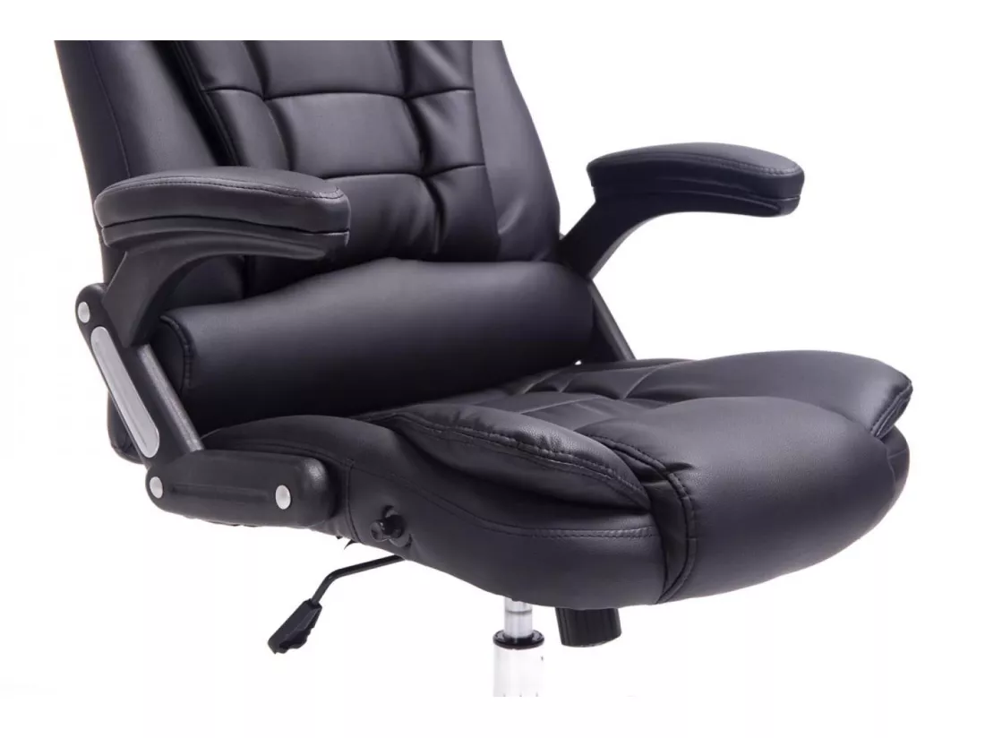 Chaise de bureau - Similicuir & Métal chromé - Noir - Thor