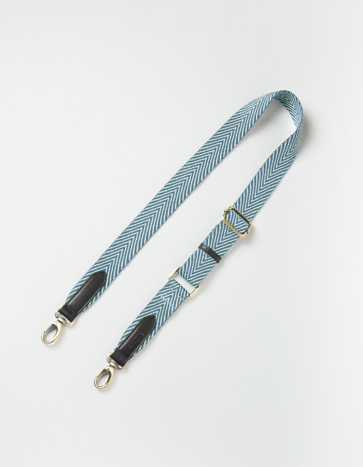 Herringbone Webbing Strap - Jade & Black Classic Leather