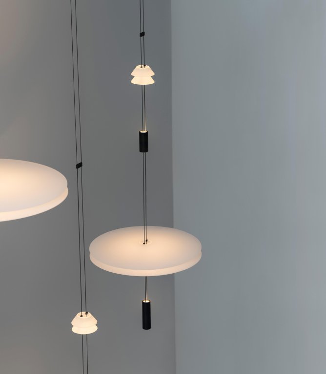 Vibia Flamingo Mini 1590 hanglamp LED Ø45 wit/zwart