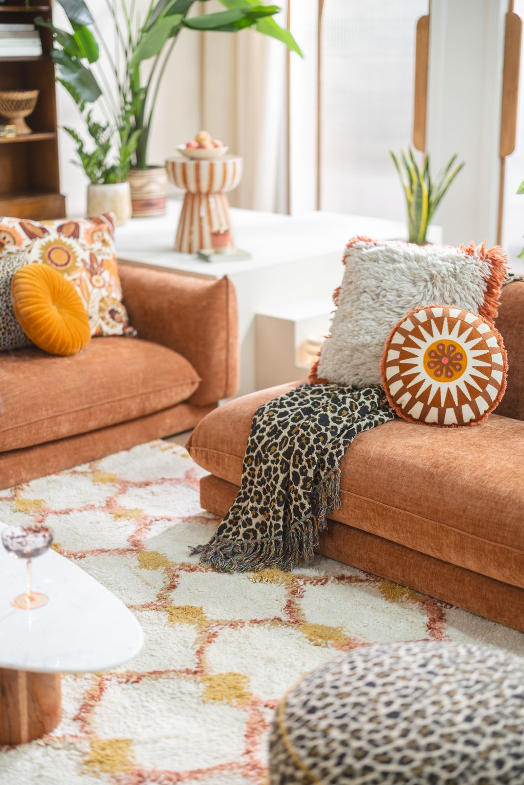 Bruine jacquard geweven sprei met leopard print (200x250)