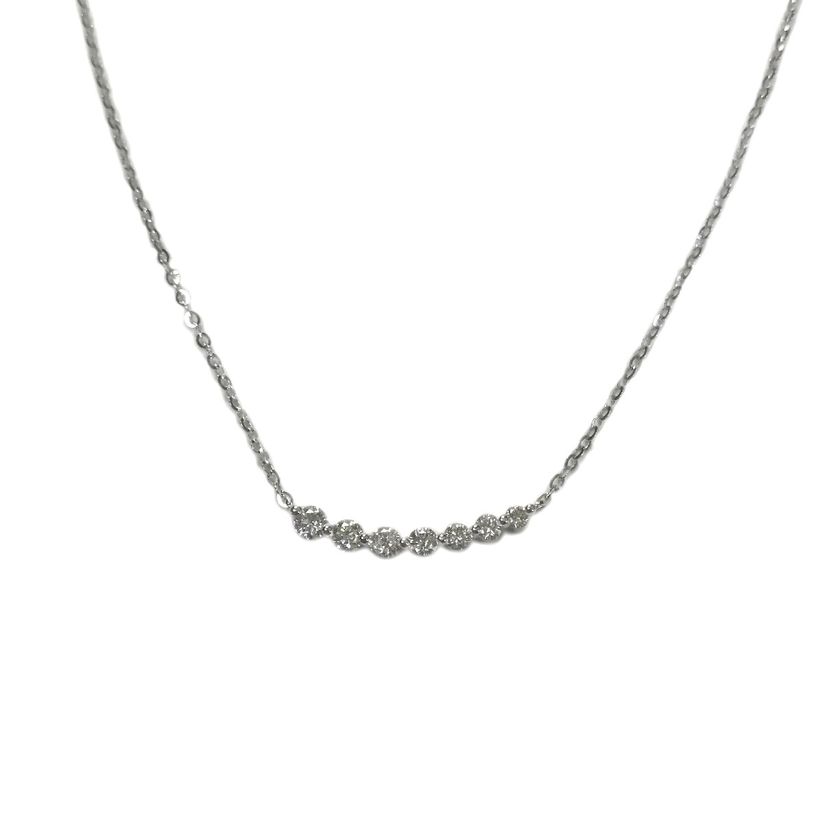 Collier d'occasion or 750 blanc et diamants 43 cm