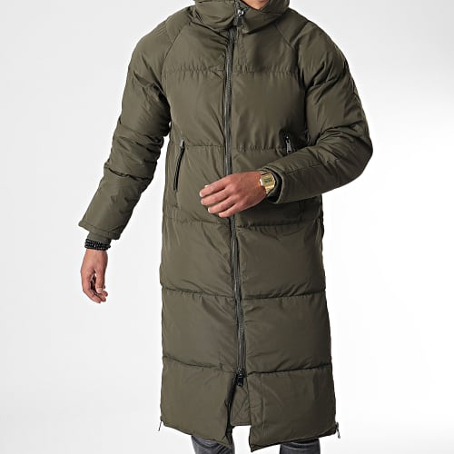Doudoune Capuche Longue Vert Kaki