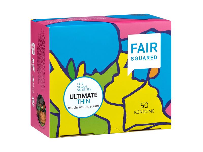 Fair Squared Kondome ultimate thin 50 Stück Hochwertige Präservative mit extra dünner Wandstärke