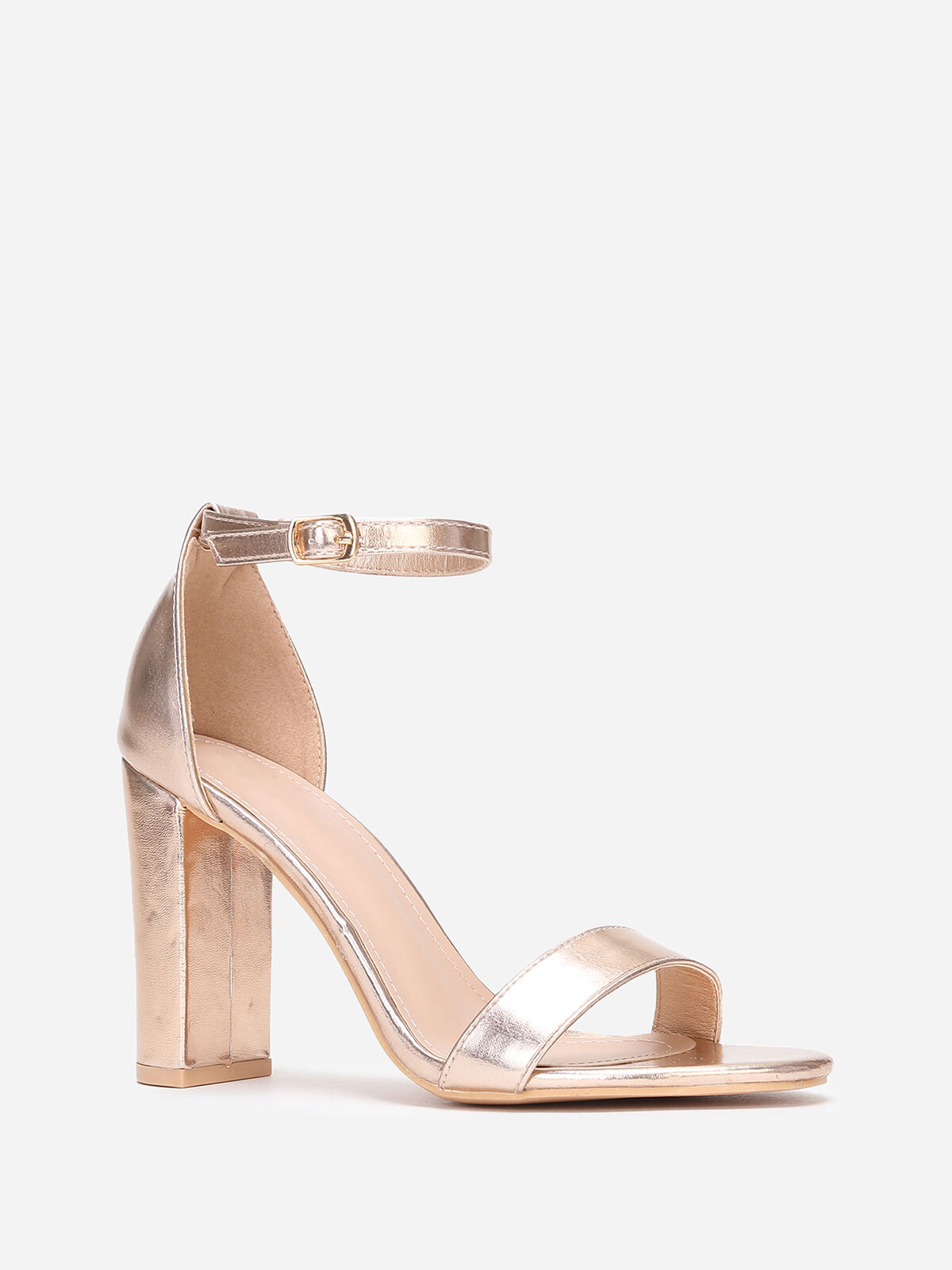 Sandales à talon et double brides- Doré rose