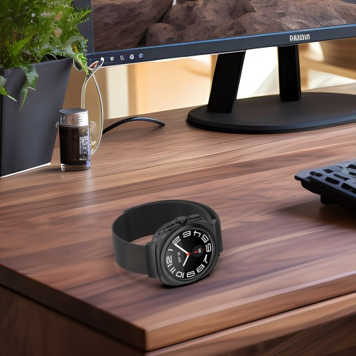 Samsung Galaxy Watch Ultra (47mm) Edelstahl Milanaise Armband mit Magnetverschluss (Gelenkumfang: 160-250mm) - Silber