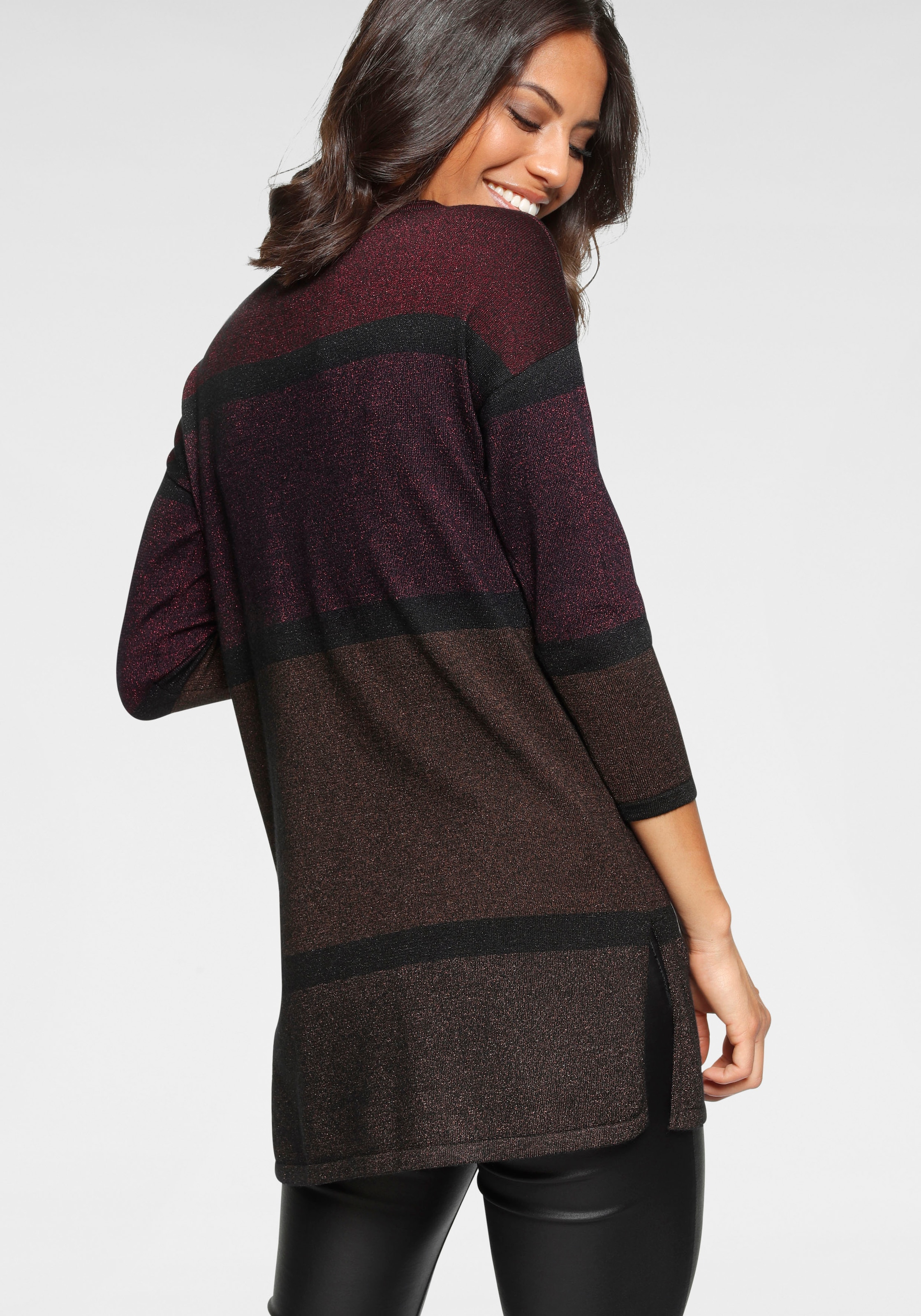 Laura Scott Longpullover , mit feinem Glanzeffekt und 3/4 Ärmeln