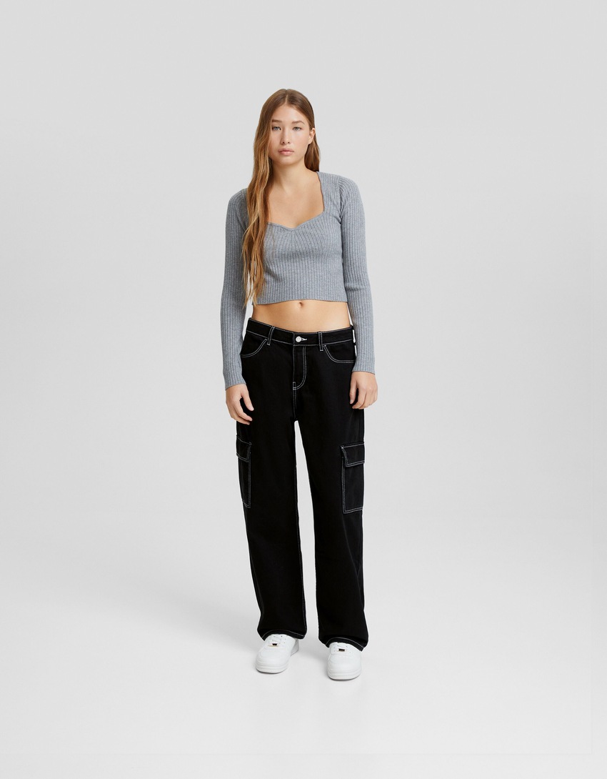 calça cargo reta