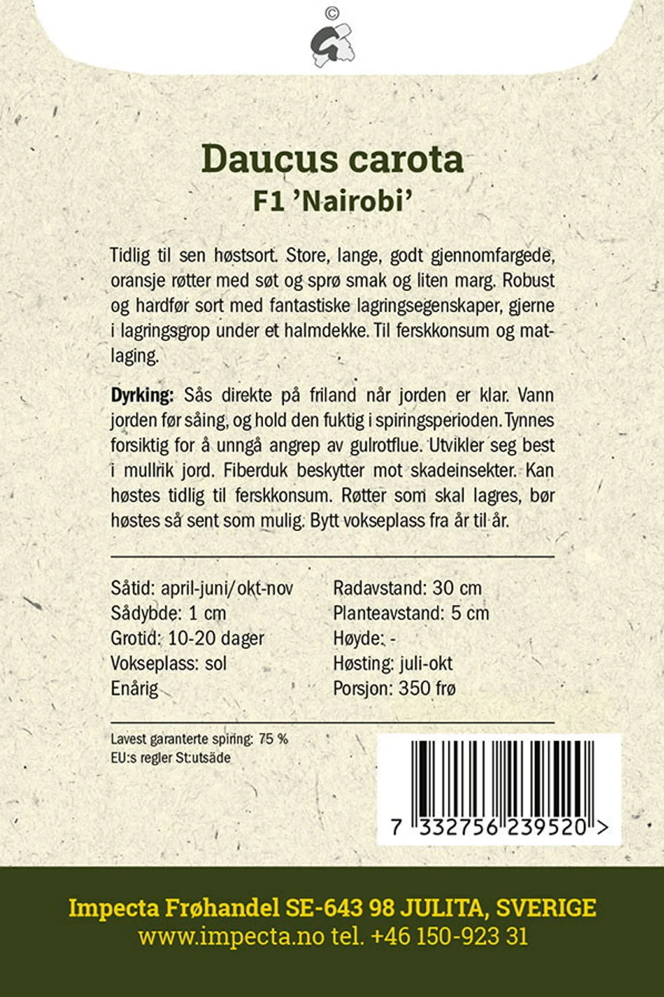 Daucus carota F1 'Nairobi' Høstgulrot F1 'Nairobi'