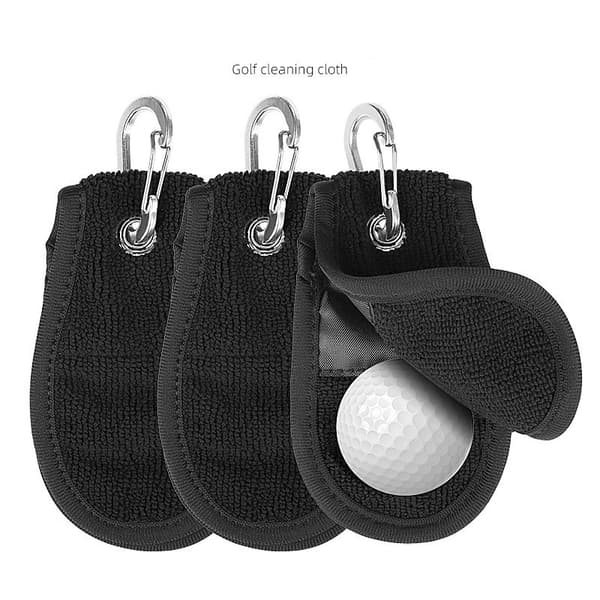 INF Golfball rengjøringsklut med dobbeltsidig mikrofiber og metallkrok, kompatibel med golfutstyr, bærbar og praktisk for rengjøring på banen