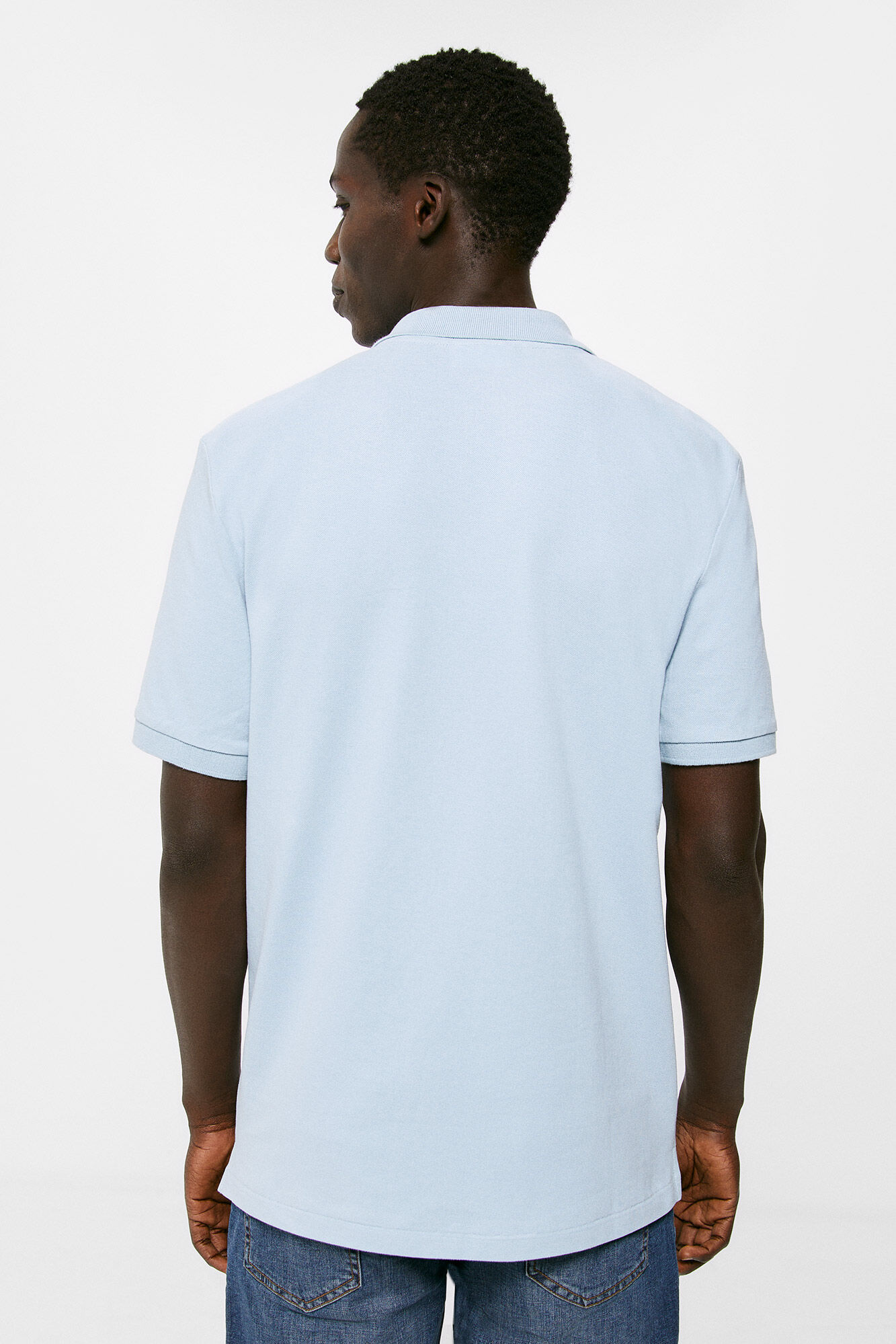 Camisa polo básica em piqué - azul claro