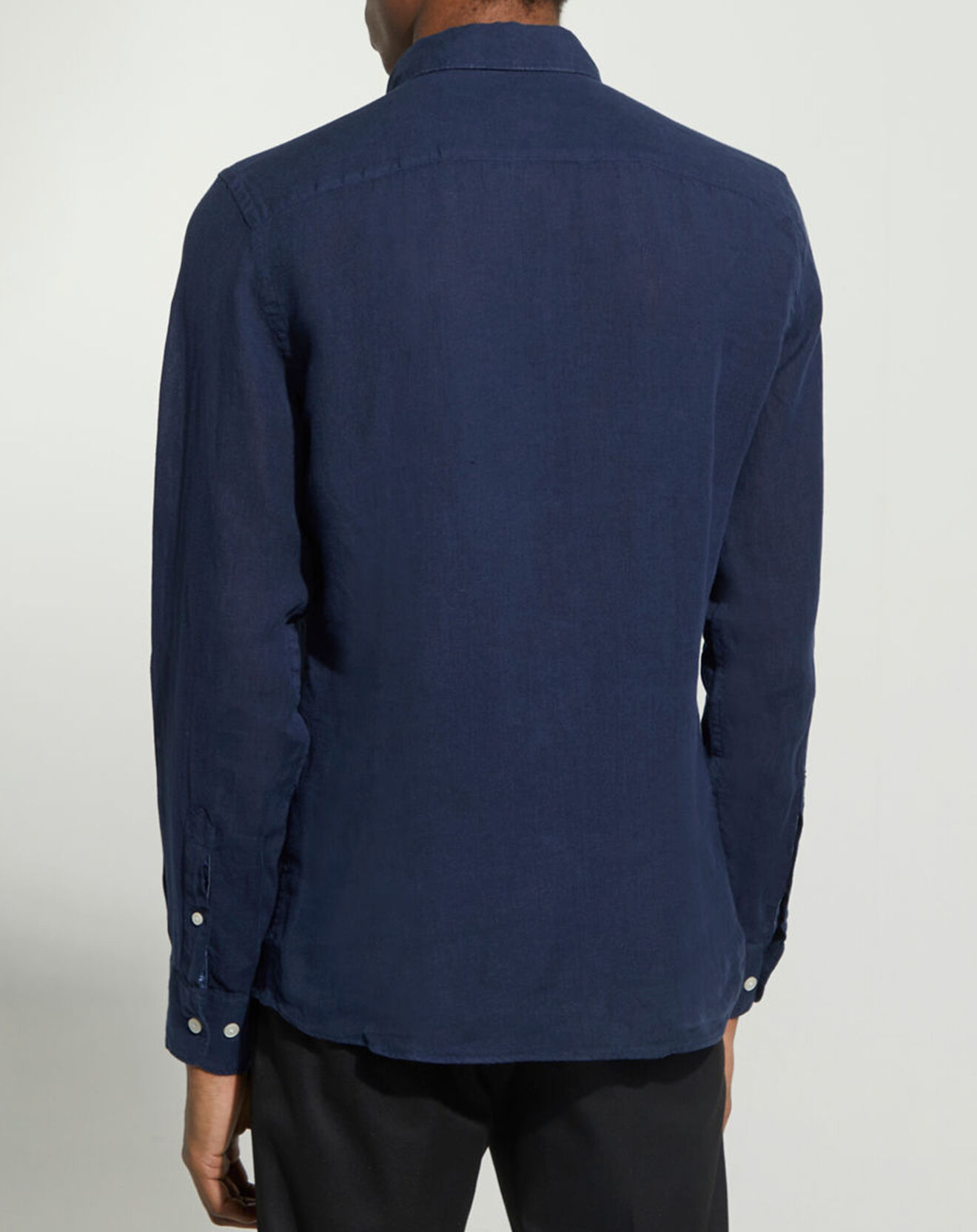 Hackett London Chemise 100% Lin Slim Fit bleu foncé