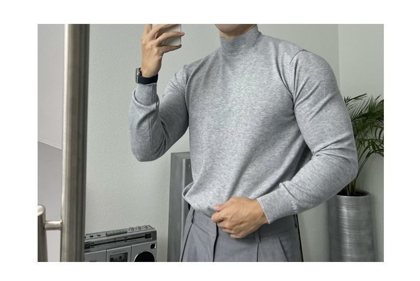 Okwano - Effen gebreide top met lange mouwen en mockneck
