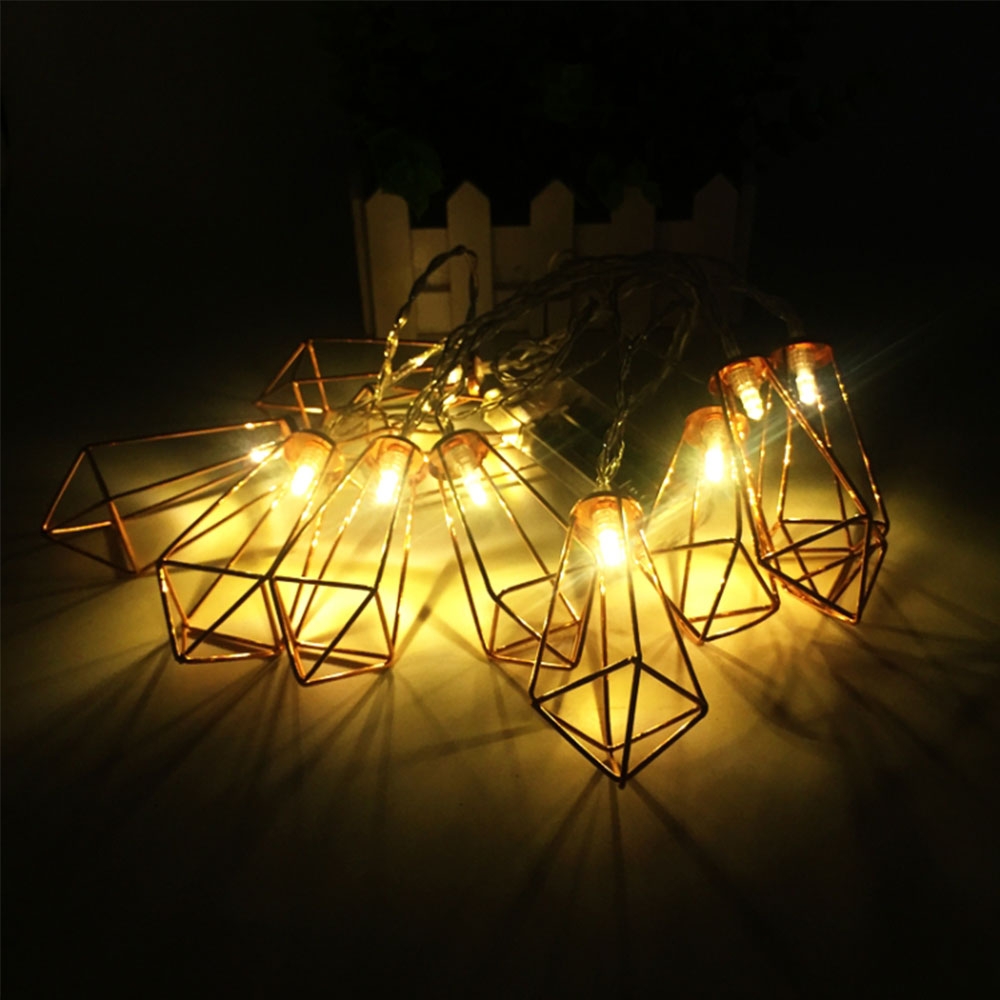 (1.5m) 10 LED's Metall Deko Lichterkette Diamanten Beleuchtung (Batteriebetrieben) - Warmweiss