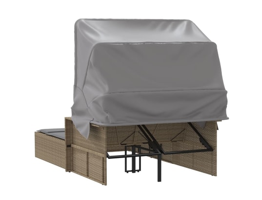 VIDAXL - Bain de soleil Chaise longue double et auvent et coussins mélange beige rot...