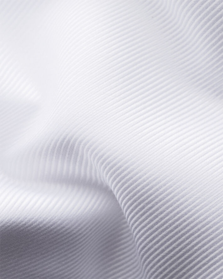 ETON Slim Fit White Textured Twill Shirt - French Cuff Hvid