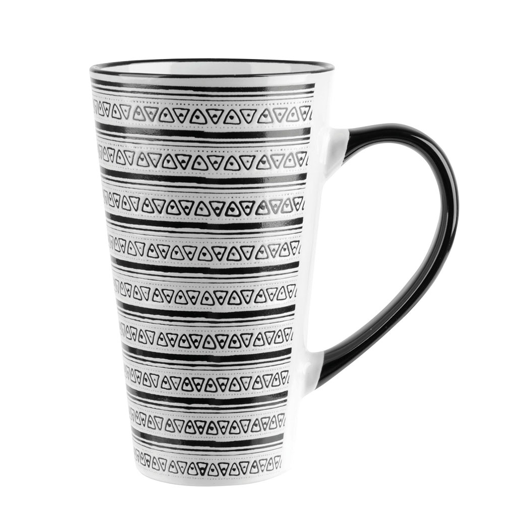 Mug grès à imprimé ethnique noir 49cl