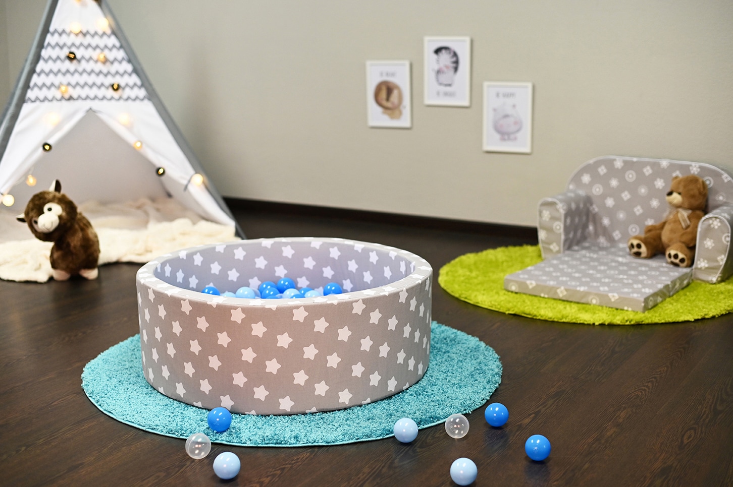Knorrtoys® Bällebad »Soft, Grey White Stars« mit 300 Bällen balls/soft Blue/Blue/transparent; Made in Europe