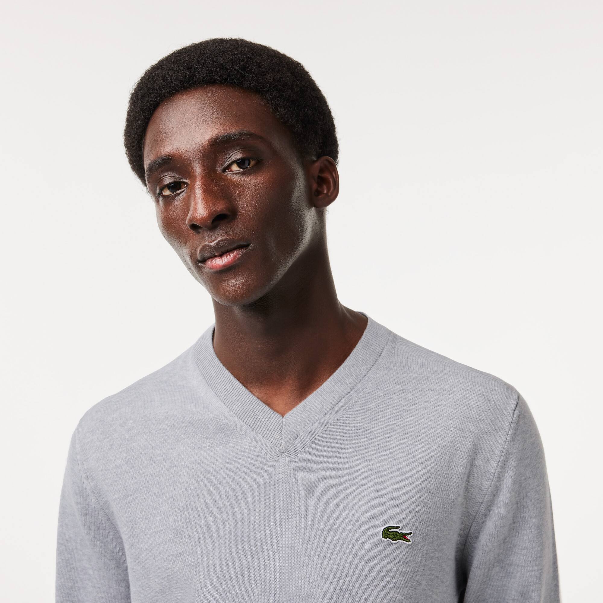 Herren Baumwollpullover mit V-Ausschnitt Pullover - Grau - Lacoste - Herren
