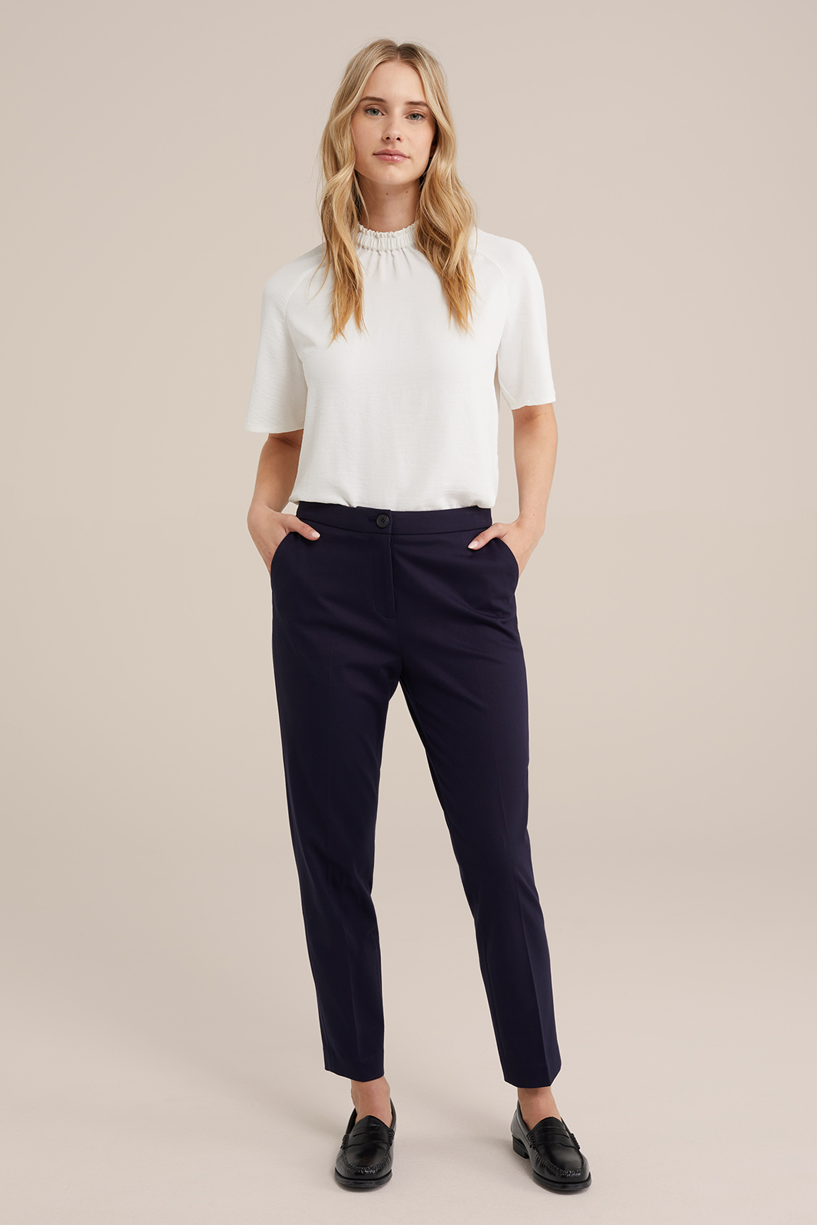 slim fit pantalon met stretch WE Fashion Marineblauw