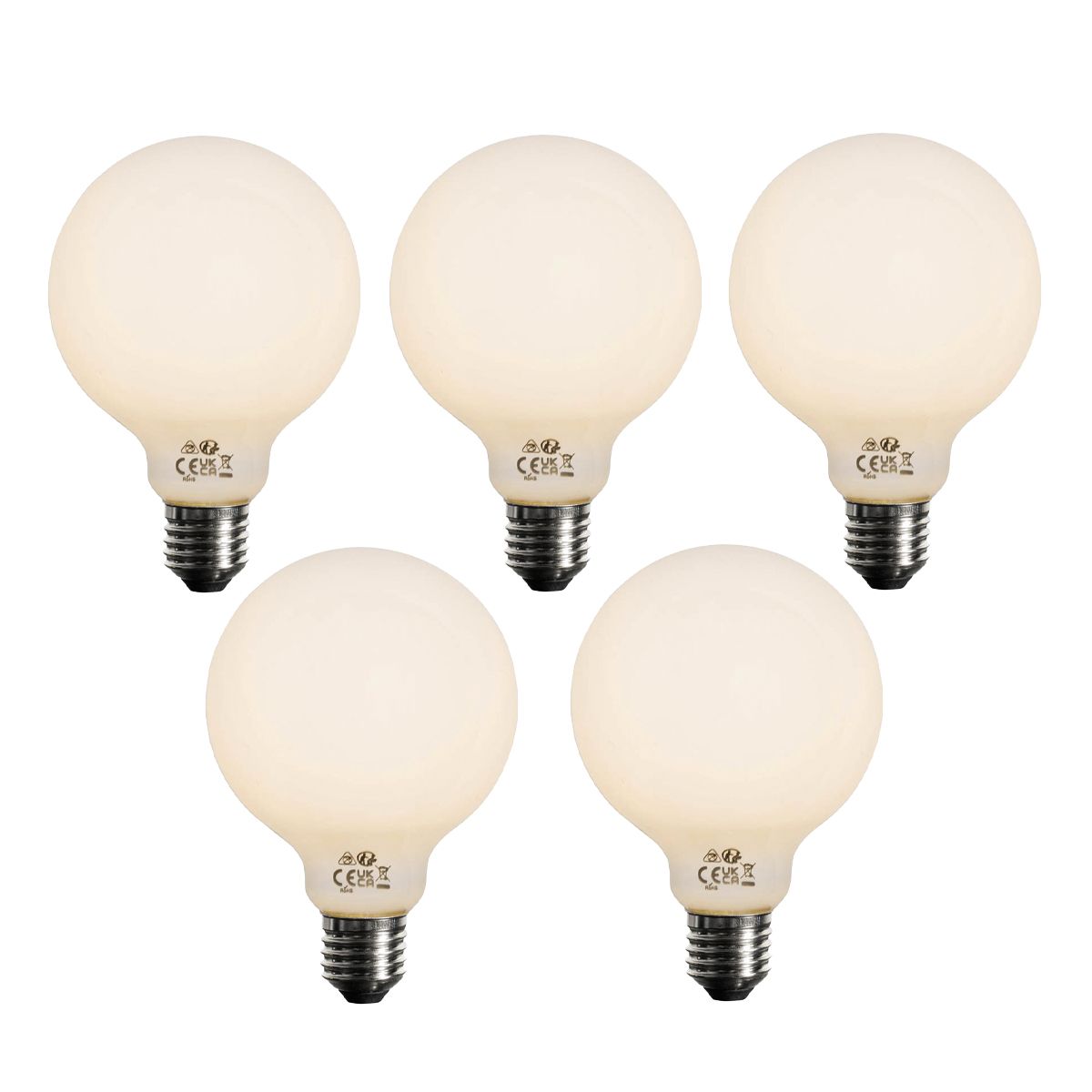 Set van 5 E27 3-staps dimbaar LED lamp opaal G95 4W 450 lm 2700K