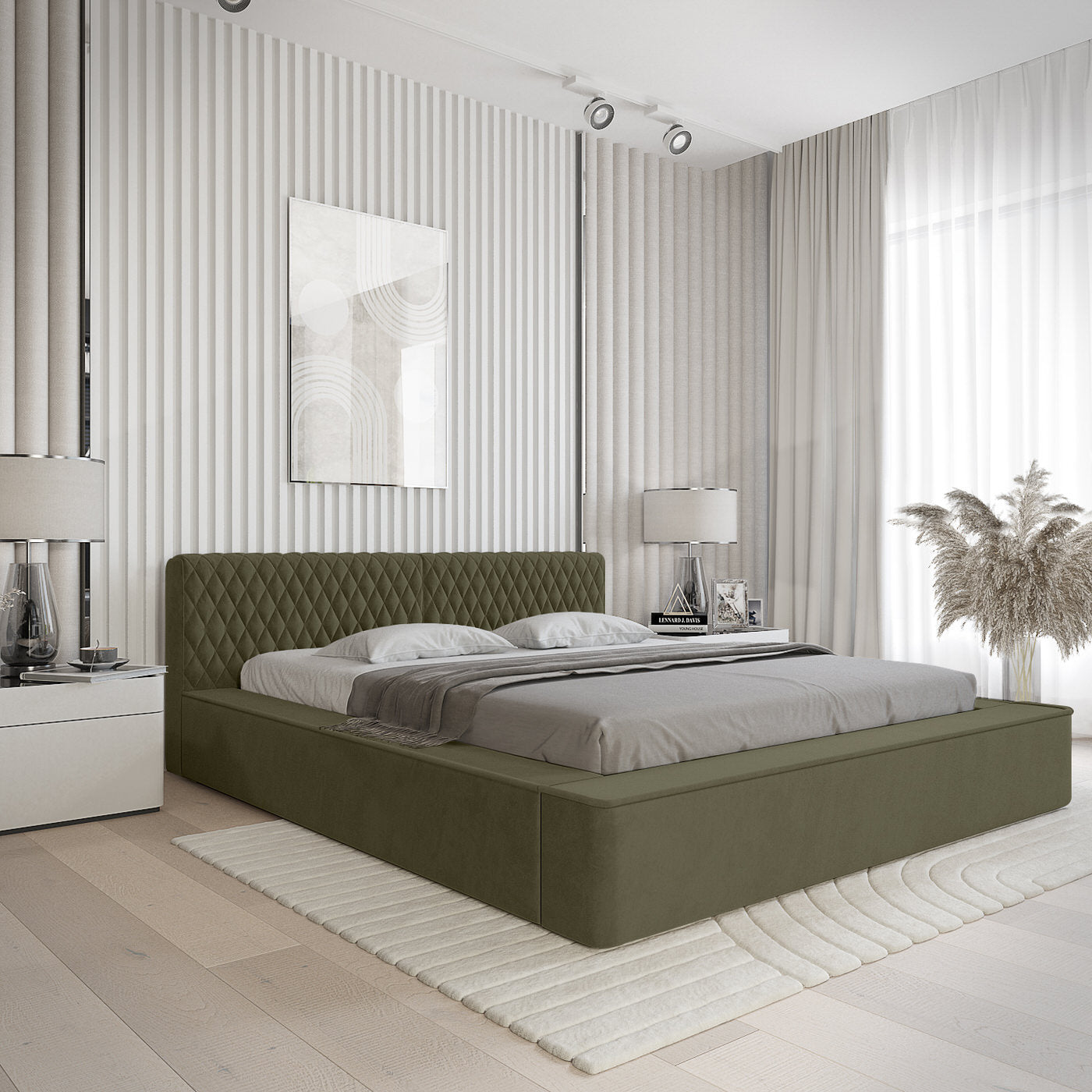 Trae Mobler Azurro 160 x 200 cm Gestoffeerd Bed Bosgroen