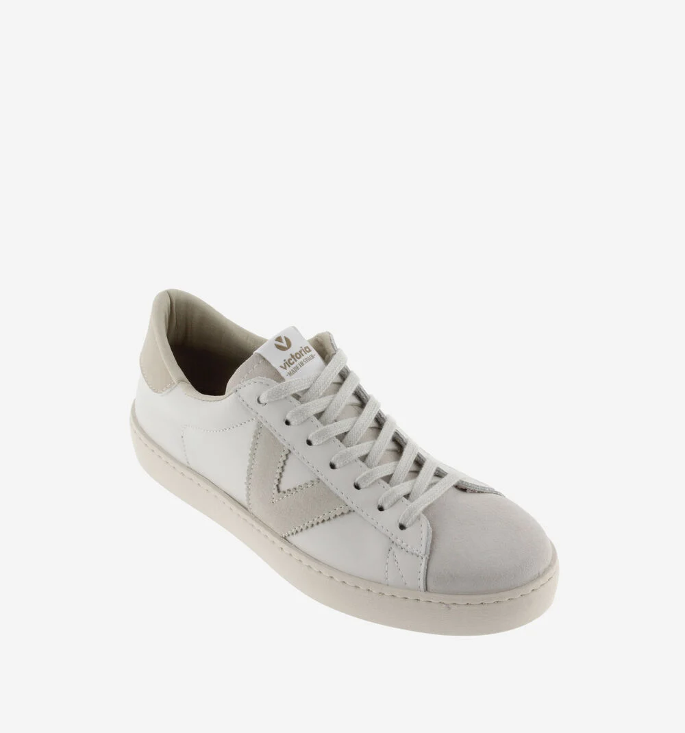 BERLÍN CUIR & CUIR FENDU Baskets blanches unisexes en cuir HIELO