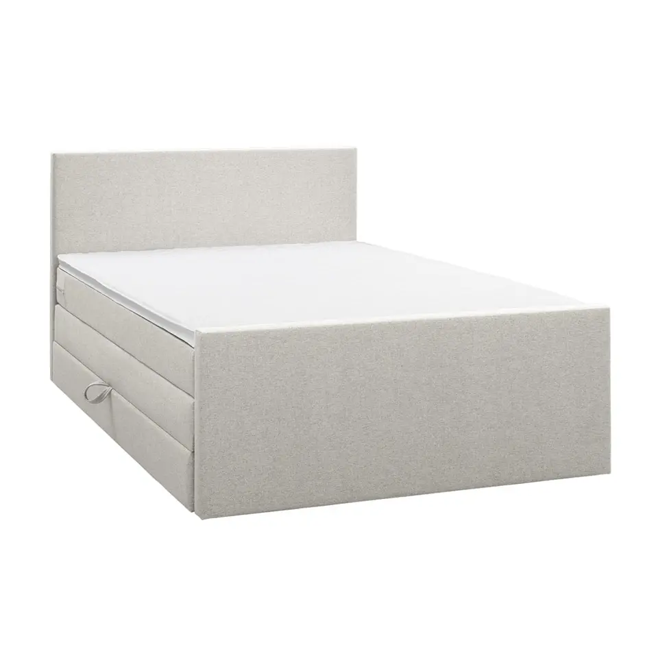 Boxspring met opbergruimte en voetbord Liv egaal - ecru - 180x200cm