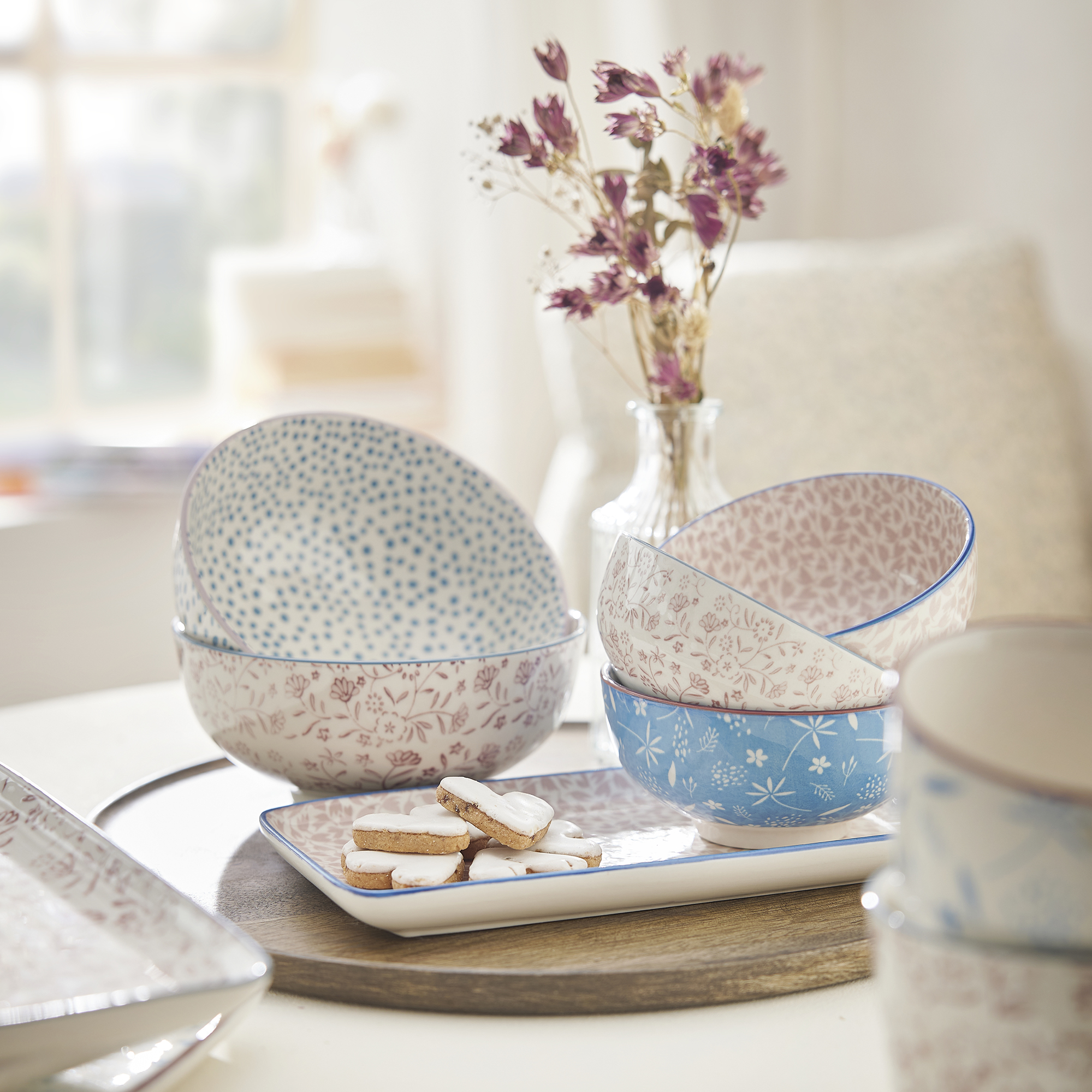 Schale China, 350 ml, blau, Gräser, 12 cm