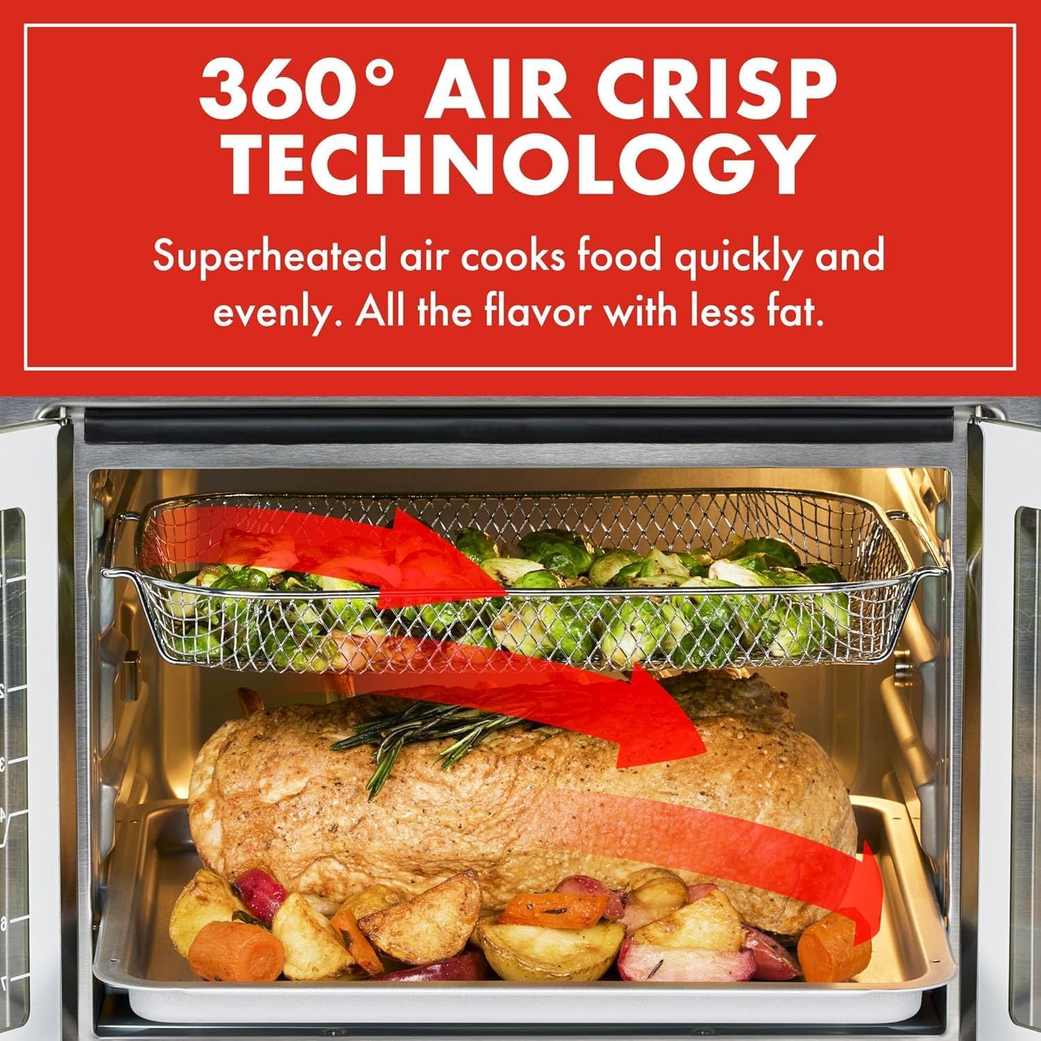 Emeril Lagasse Friteuse à air comprimé extra large, 24 fonctions de cuisson et commandes numériques, 7 accessoires inclus, finition en acier inoxydable, capacité de 26 l