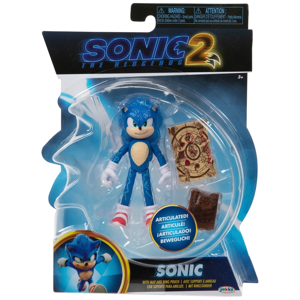 Sonic the Hedgehog 2 Filmfigur (10 cm): Sonic mit Karte und Ringbeutel