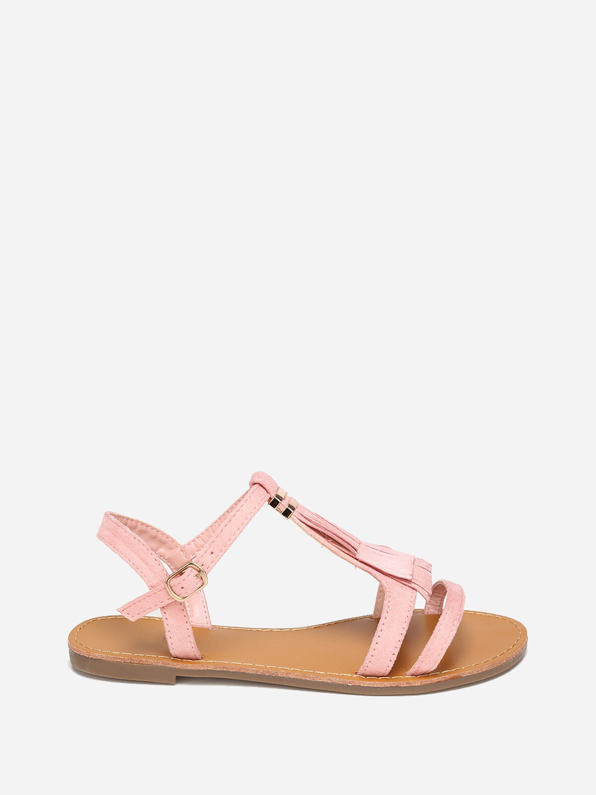 Sandales en suédine avec franges- Rose