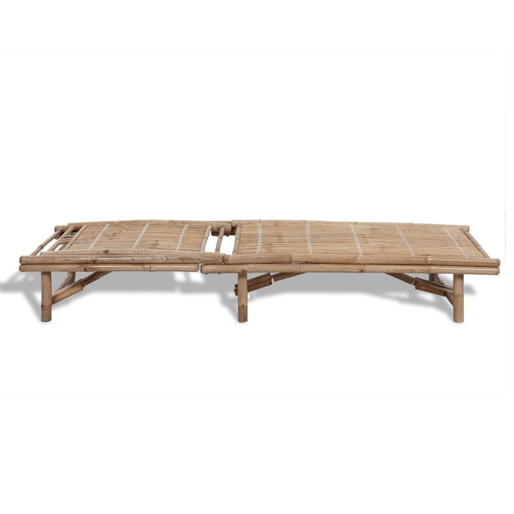 Transat chaise longue bain de soleil lit de jardin terrasse meuble d'extérieur bambou