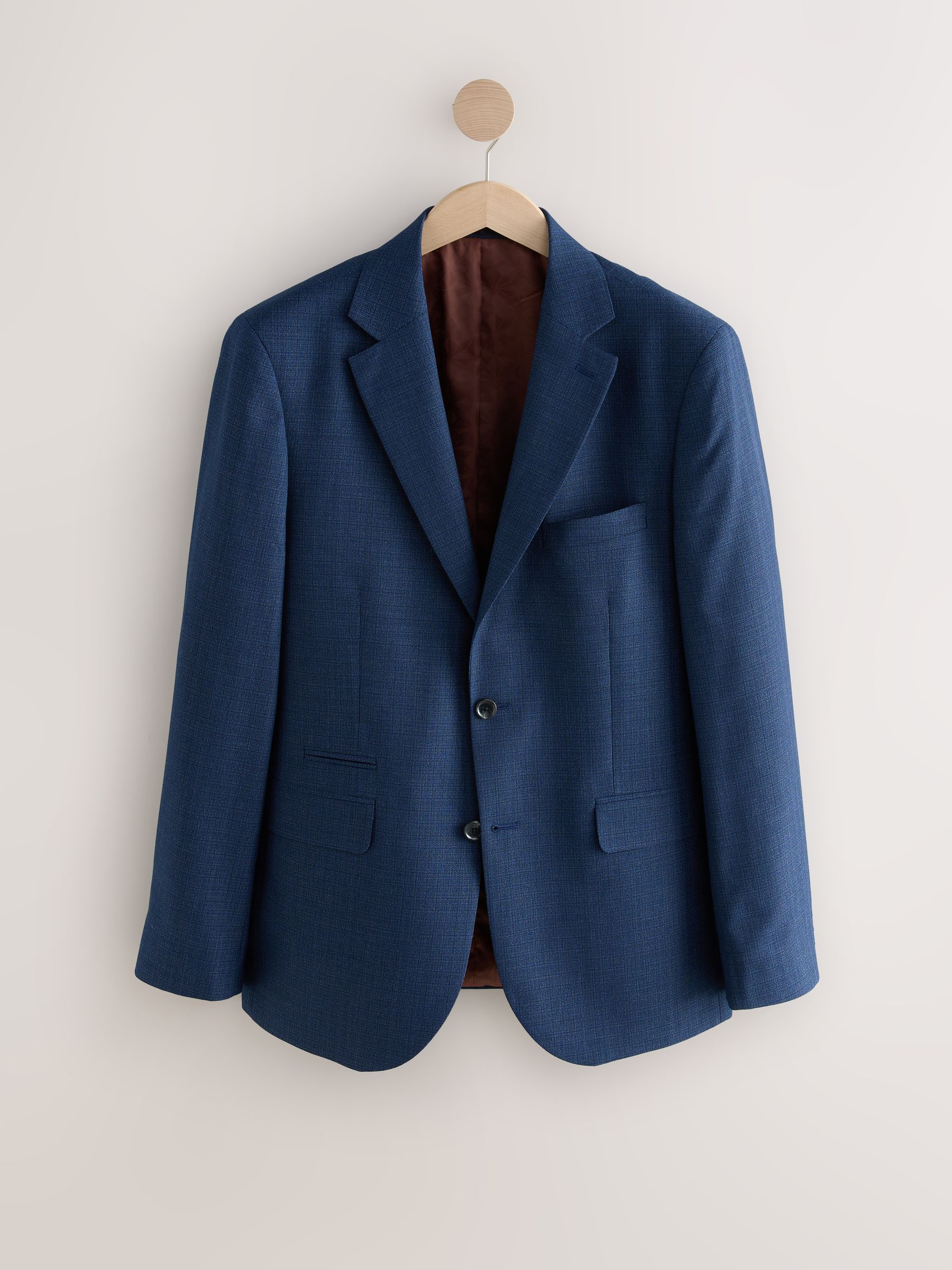 Blauw - Tailored fit - Colbert van wolmix met textuur