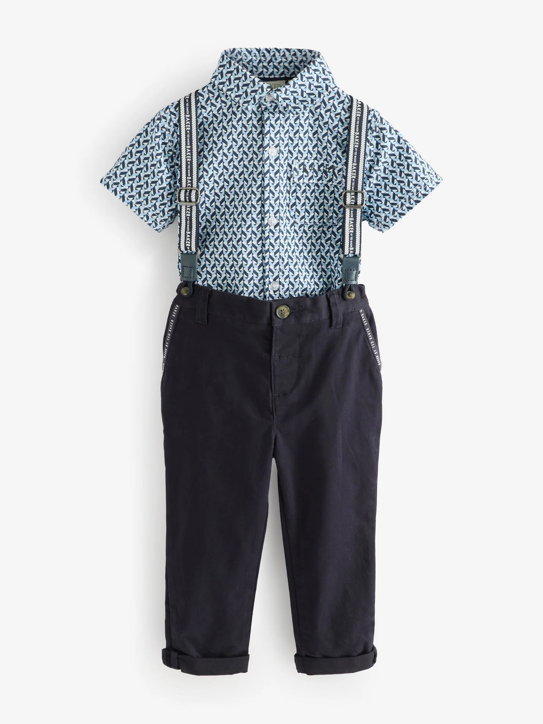Marineblauw - Baker by Ted Baker Shirt Trousers and Braces Set