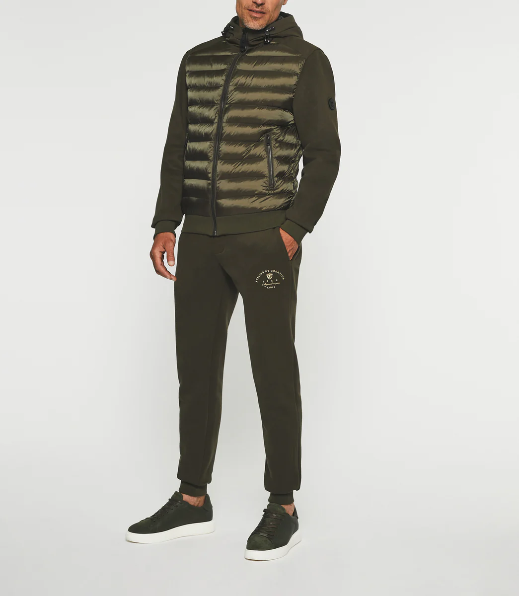 Gilet zippé à capuche uni kaki SWBENT