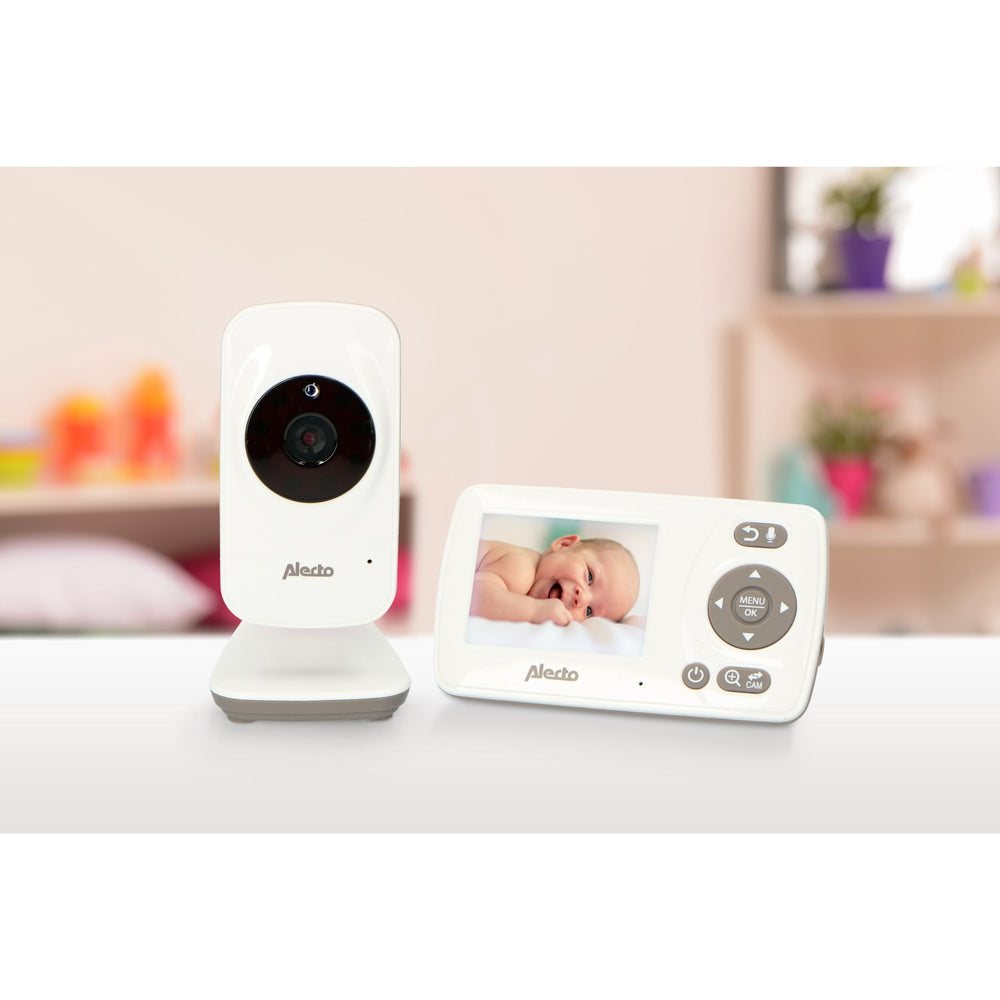 Køb Alecto White/Taupe Video Babyalarm 2,4 Tommer Farve Display