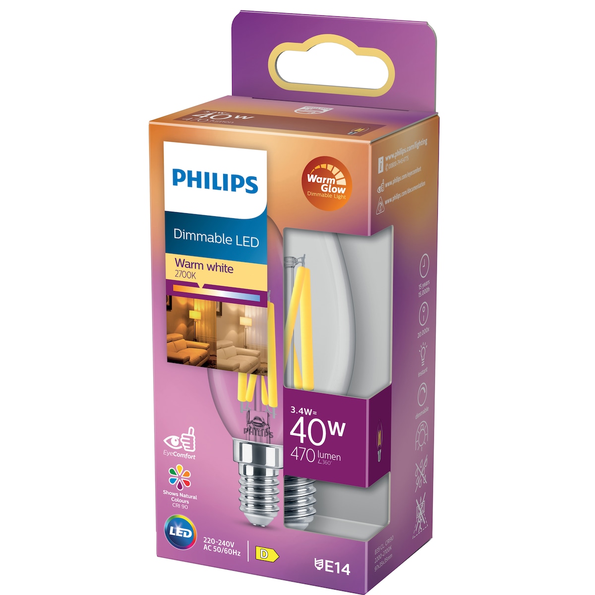 Philips Mignon LED pære 3W E14