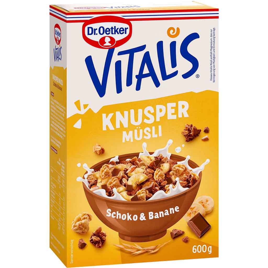 Dr.Oetker VITALIS Knusper Müsli Schoko & Banane 600g MHD:30.11.25