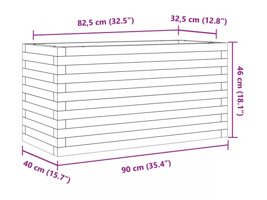 Jardinière bac lit surélevé bois blanche 90 x 40 x 46 cm 02_0037981