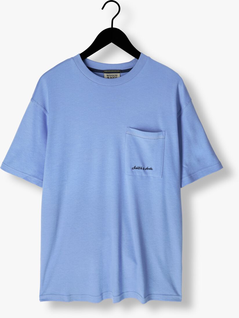 SCOTCH & SODA blauwe scotch & soda t-shirt cotton lyocell pocket t-shirt