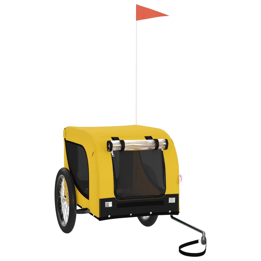 vidaXL Reboque para Bicicleta para Cães em Tecido Oxford de Ferro Amarelo e Preto